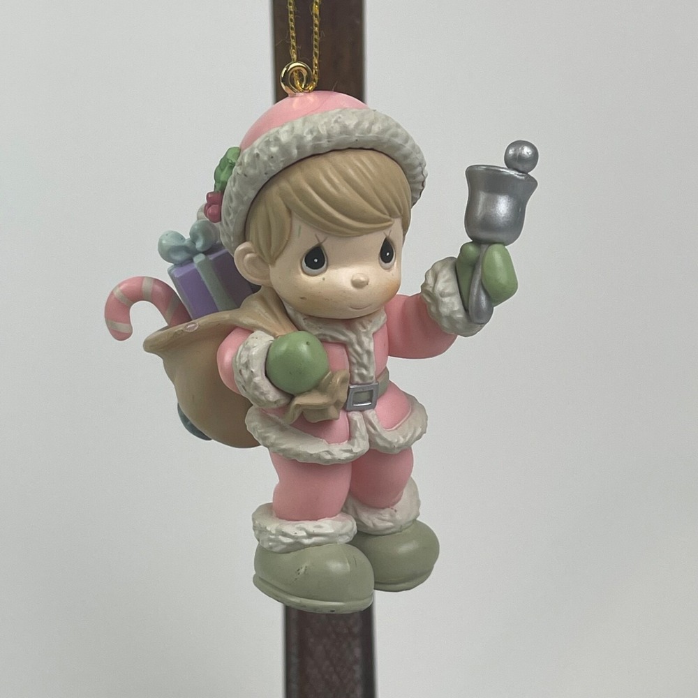 Precious Moment 1995 Home For The Holidays Boy with Bell and Sack of Toys Santa